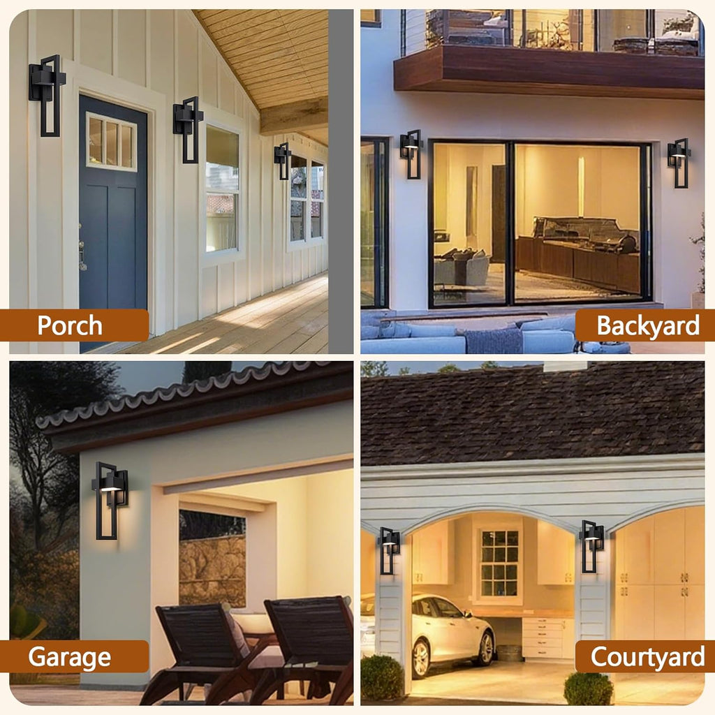 2-Pack Modern Outdoor Wall Lights, 15W LED Exterior Lighting
