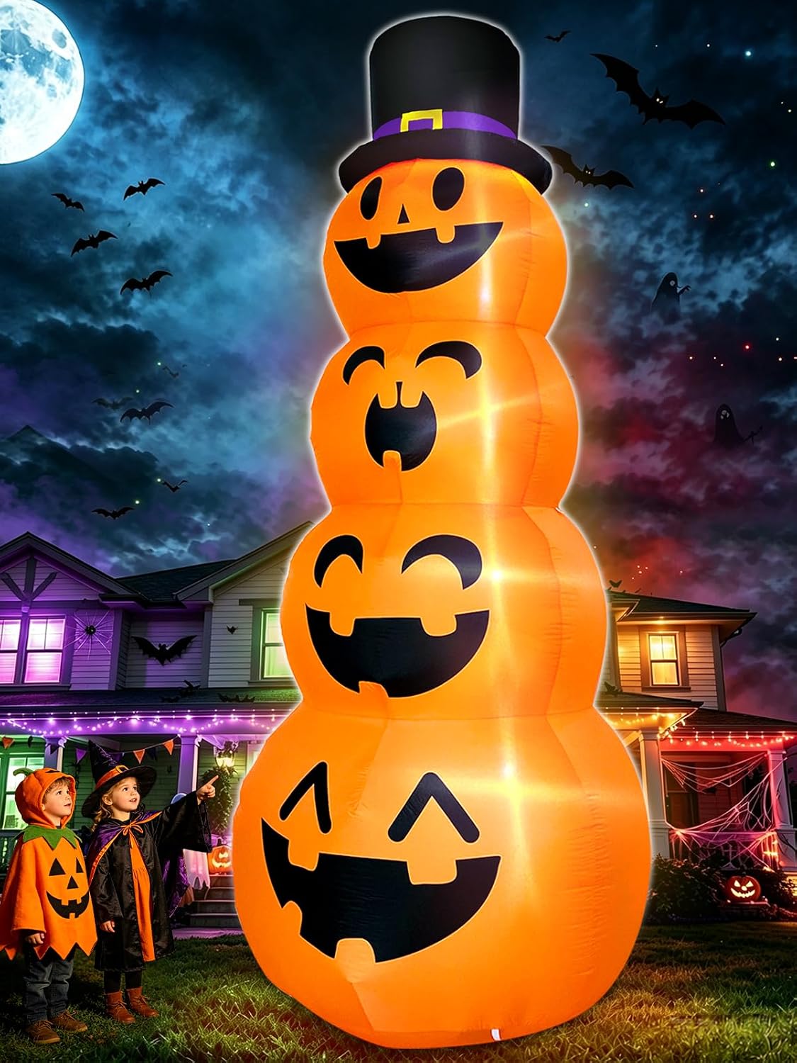 TURNMEON 12FT Giant Witch Pumpkin Halloween Inflatables Decorations Outdoor
