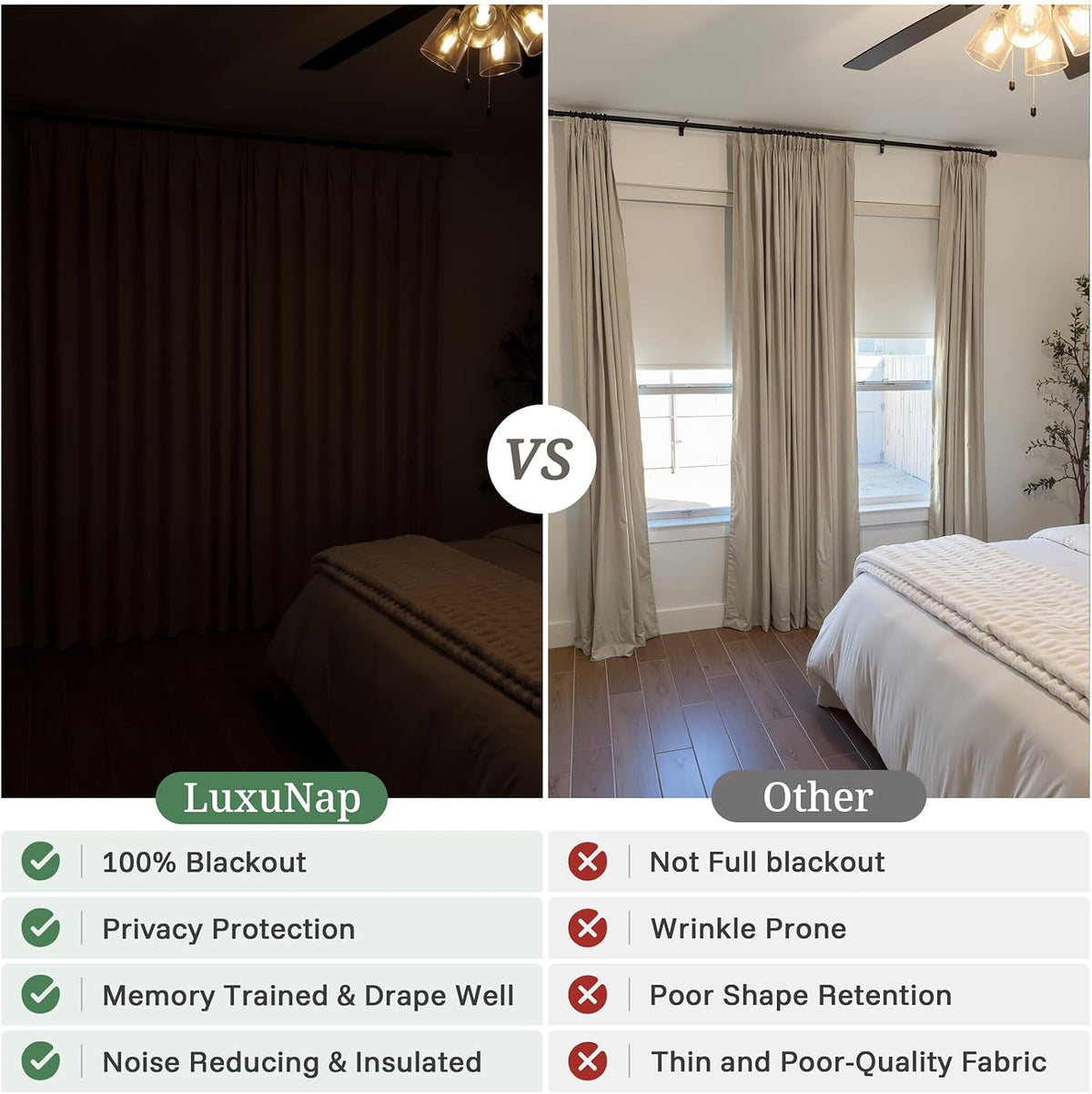 Pinch Pleated Linen Blackout Living Room Curtains 4 Panels Set 96 Inches Long, Natural Memory Trained Double Layer Linen Soundproof Thermal Modern Window Curtain & Drapes for Sliding Doors 8 FT Length