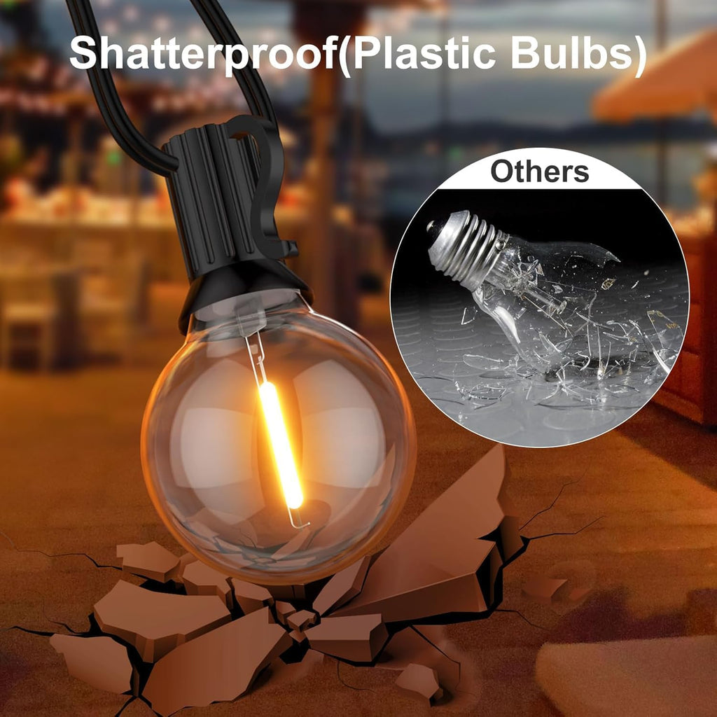 gpatio outdoor string lights, 100ft led waterproof patio, side view