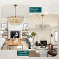 20" Gold Crystal Chandeliers for Dining Room, 10-Light Modern Chandelier