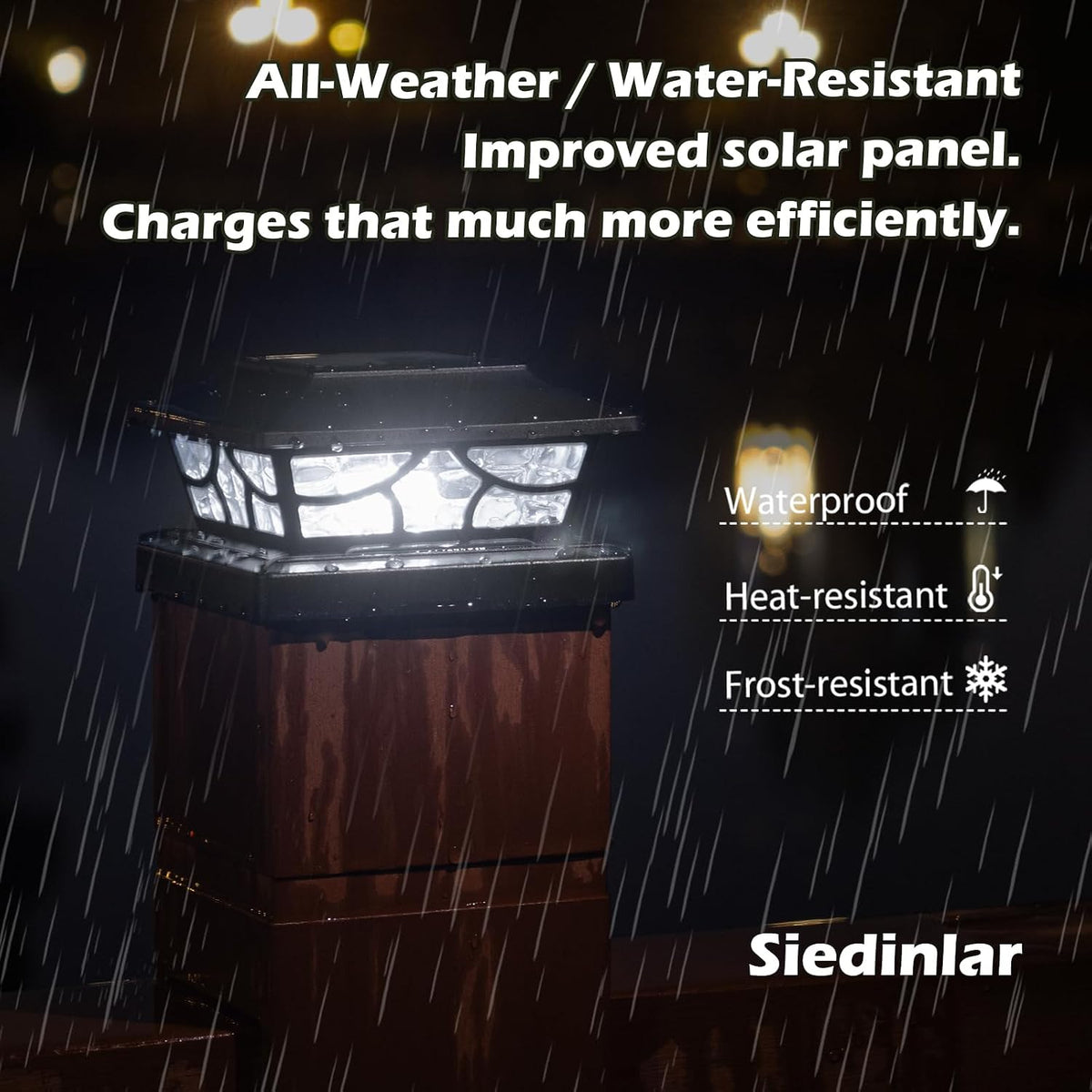 SIEDiNLAR Solar Post Lights Outdoor 4 Modes, 6 Pack Black, Warm/Cool White