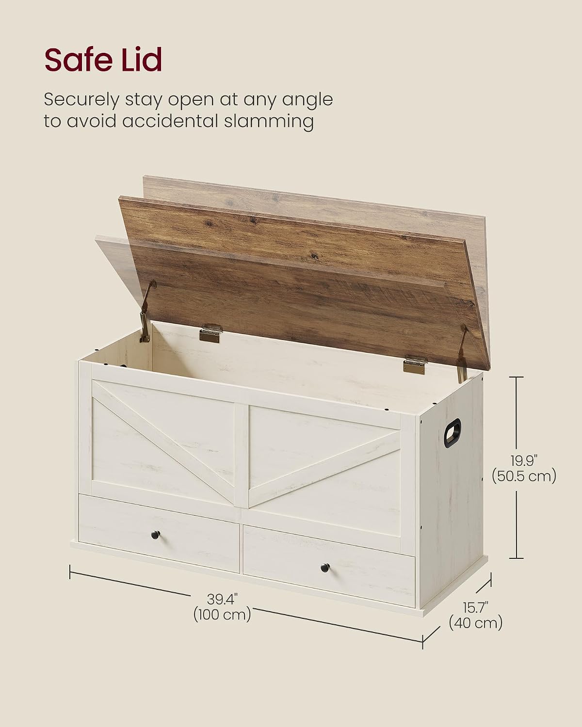 VASAGLE Storage Chest with 2 Fabric Drawers, 15.7 x 39.4 x 19.9 Inches
