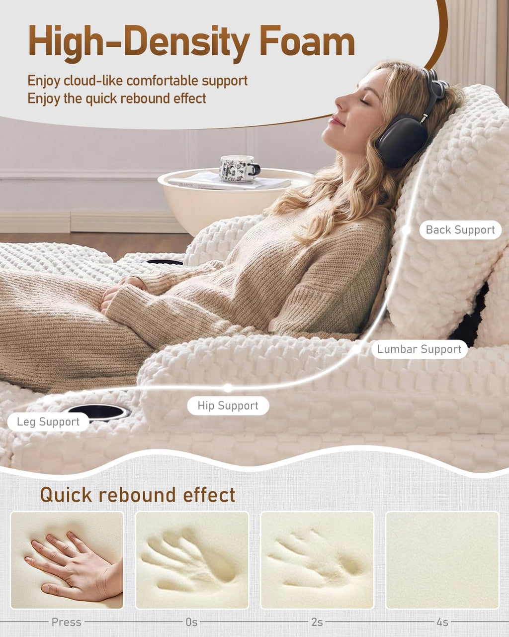 Karl home 59.8" Chaise Lounge Chair Indoor,20.1" Deep Seat, White