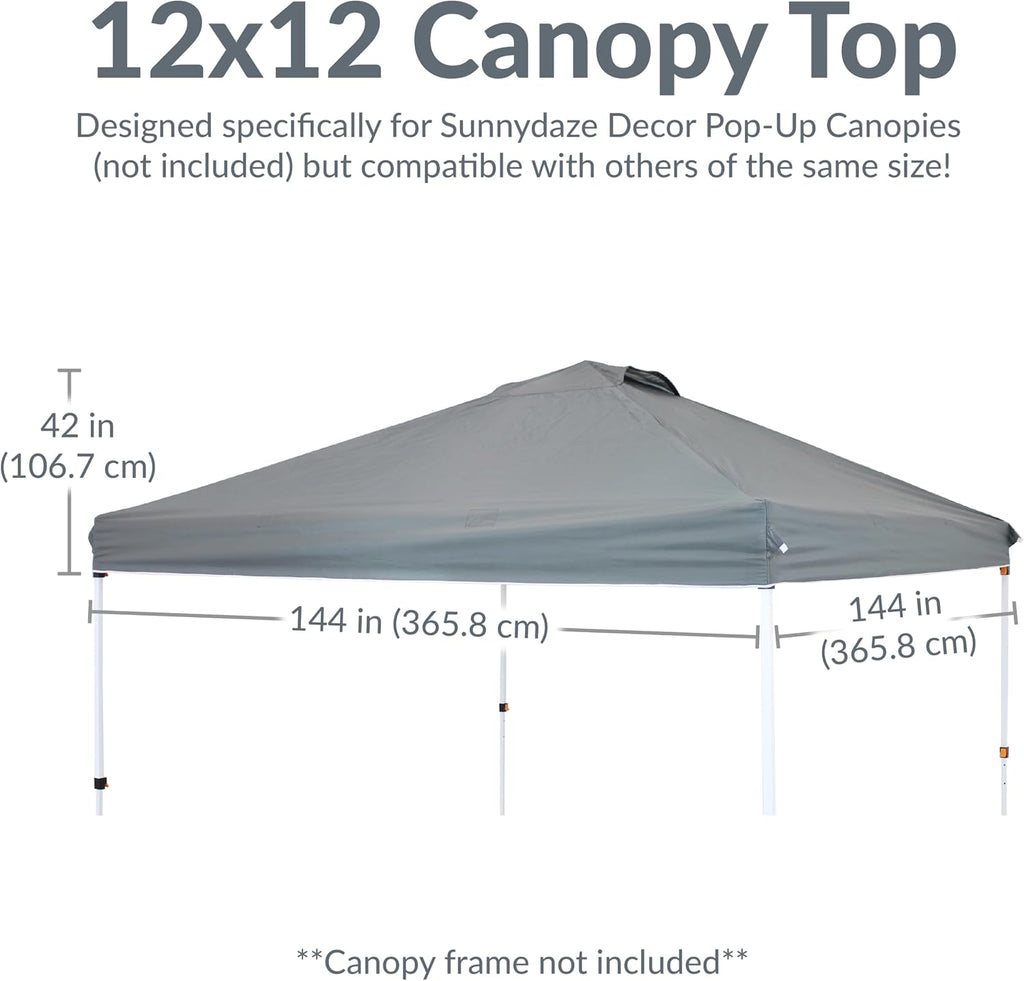 Sunnydaze 12 x 12 Foot Premium Pop-Up Canopy Shade with Vent - Gray