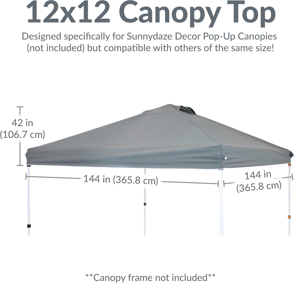 Sunnydaze 12 x 12 Foot Premium Pop-Up Canopy Shade with Vent - Gray