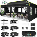 COBIZI 10x20 Pop Up Canopy Tent with 6 Removable Sidewalls, Outdoor, Black