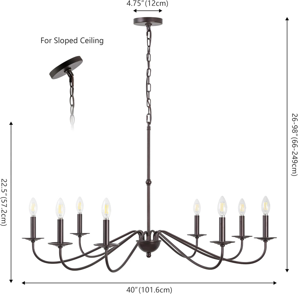 JONATHAN Y Wicklow 8-Light Farmhouse Chandelier 40", Oil Rubbed Bronze