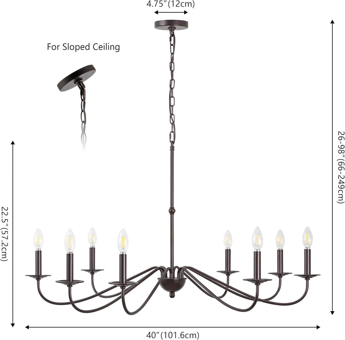 JONATHAN Y Wicklow 8-Light Farmhouse Chandelier 40", Oil Rubbed Bronze