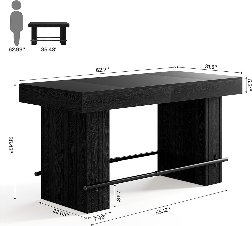 tribesigns 62.2" tall dining table for 4-6, counter shown in use