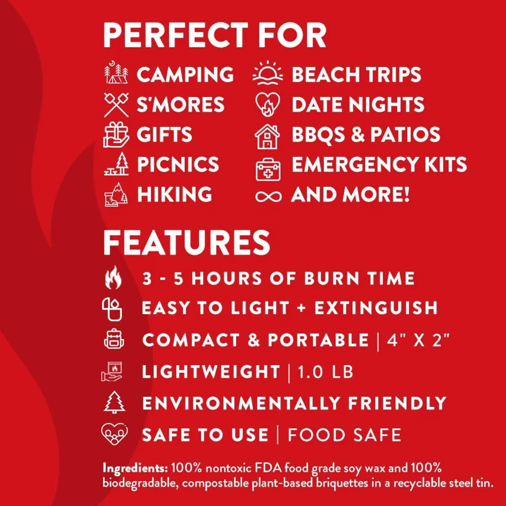 City Bonfires Portable Fire Pit - Mini Fire Pit, Table Top Firepit, No Wood, No Embers, 3-5 Hours of Burn Time - Food Safe for Smores - Lightweight, Emergency Heat, Camping Stove (5-Pack)