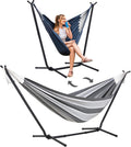 SUNCREAT 2-in-1 Convertible Backyard Fabric Hammock with Stand, Gray