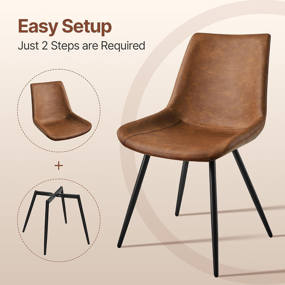 Yaheetech Dining Chairs Set of 2 Mid Century Modern Kitchen Chairs Brown