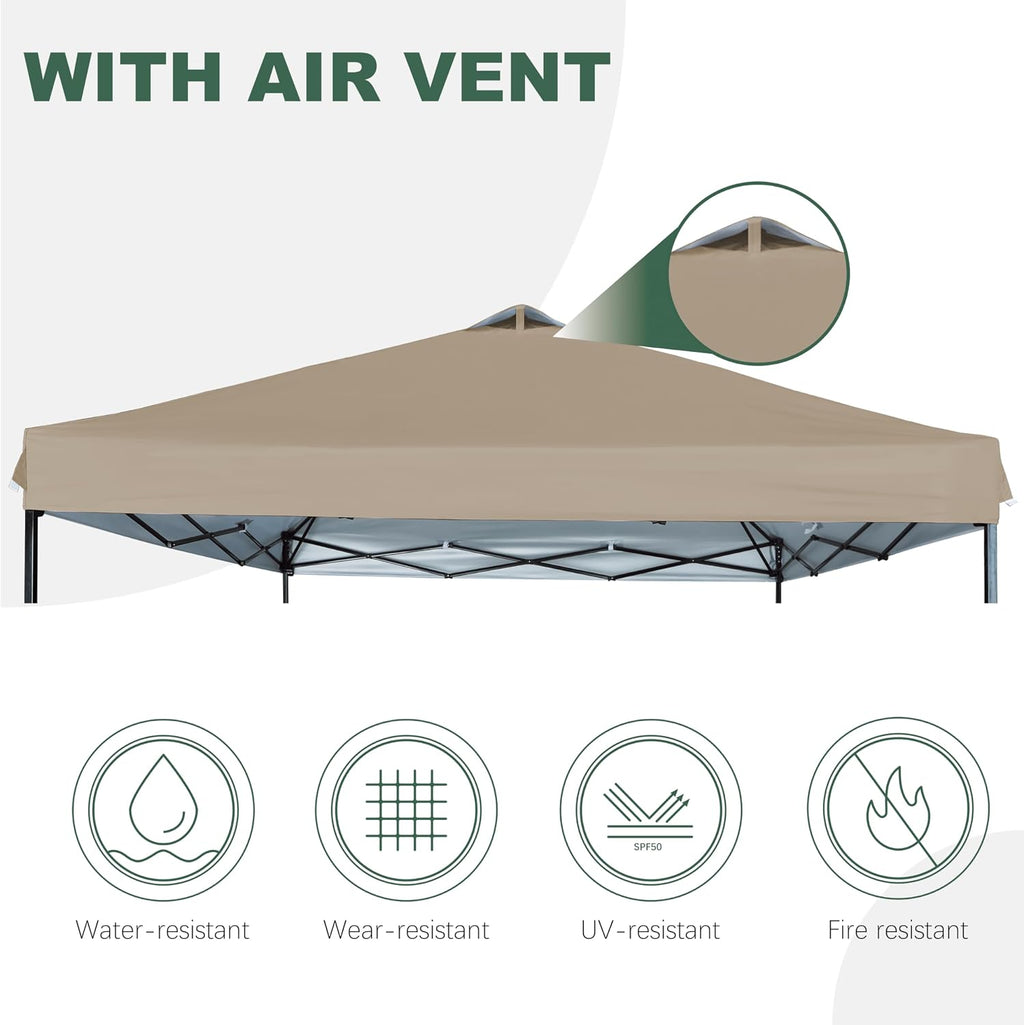 10x10 canopy replacement top with air vent silver, side view