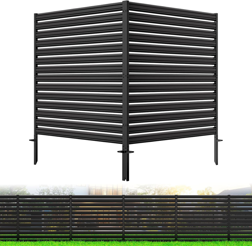No-Dig Metal Privacy Fence Screen, 48" H × 48" W Air Conditioner Fence