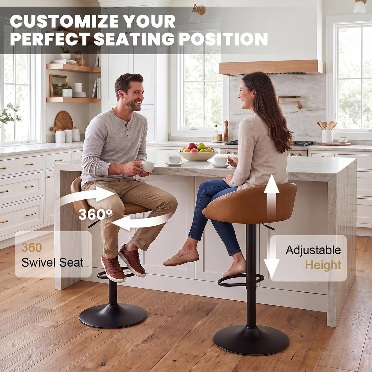 younuoke bar stools set of 2 modern swivel showing dimensions