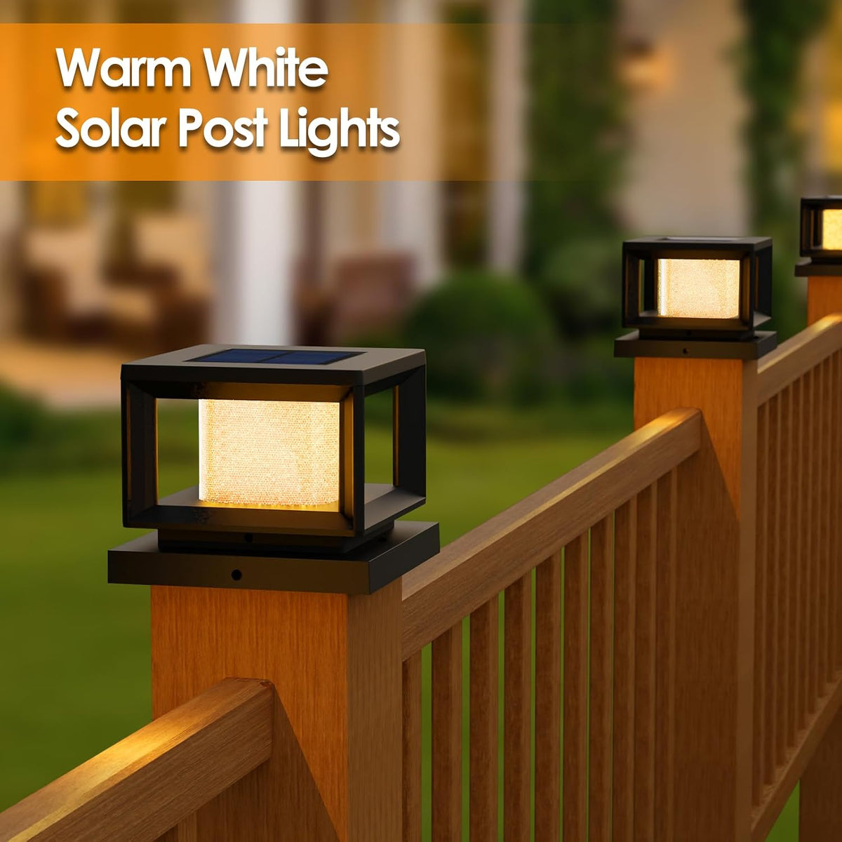 Mlambert 8 Pack Solar Post Lights, 4x4 6x6 Wooden Vinyl Fence Cap, Black