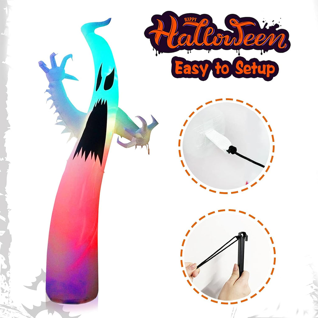 [3-Colored Flashing LED Lights] 12FT Giant Halloween Inflatables Ghost