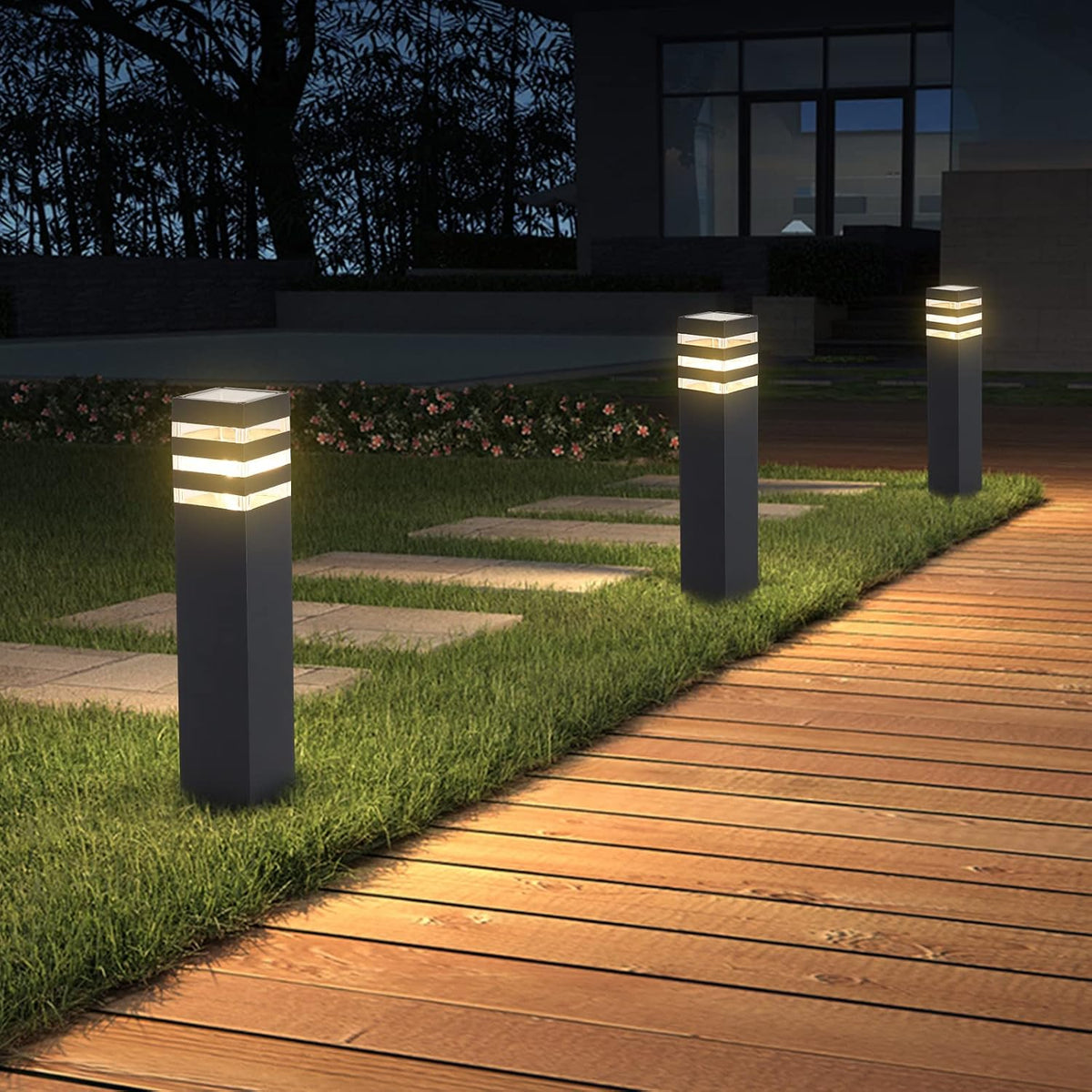 23.6In Pathway Light Hardwired E26 Walkway Lantern Outdoor Black Path Light