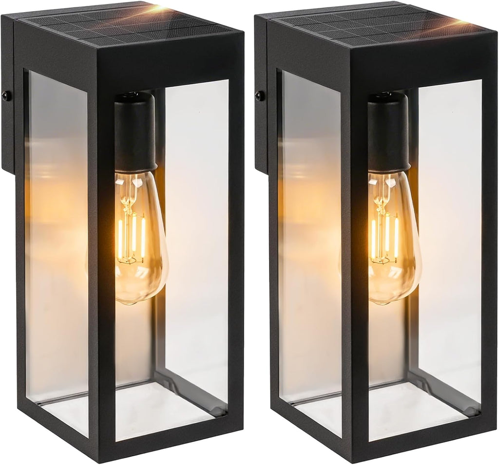 Solar Sconce Light Outdoor Dusk-to-Dawn Solar Powered Outside Porch Lantern