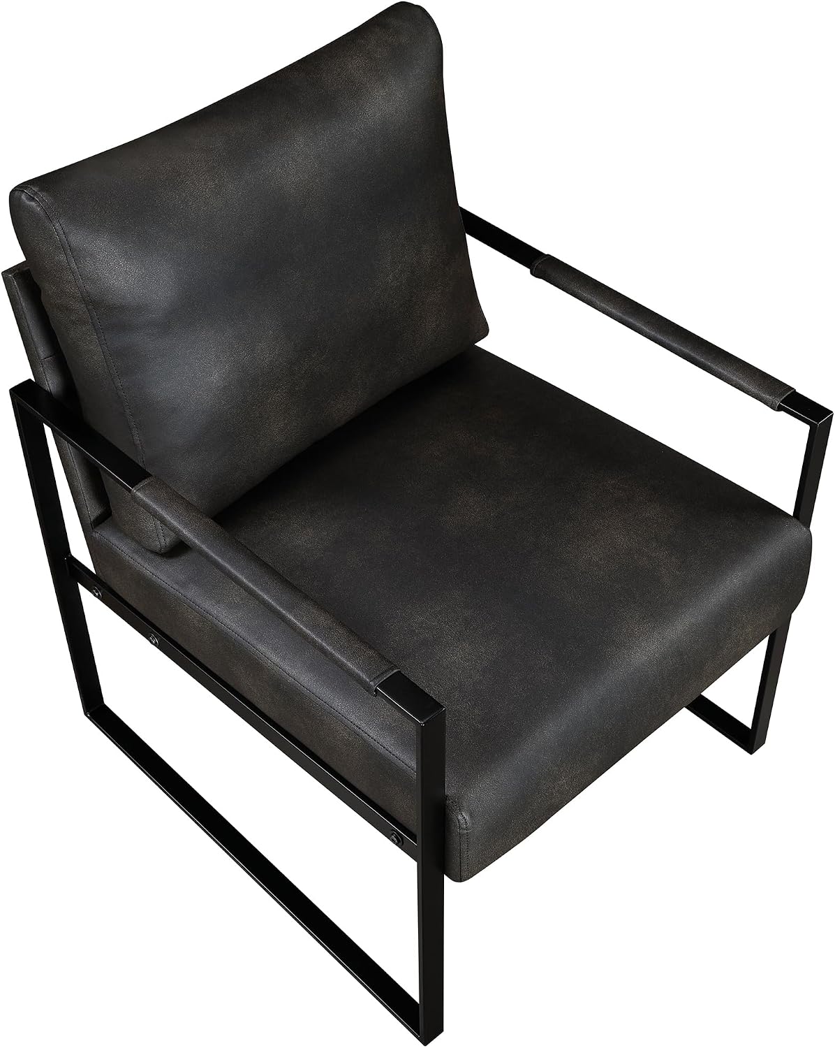 Lexicon Modern Faux Leather Accent Chair, Metal Frame, Dark Brown