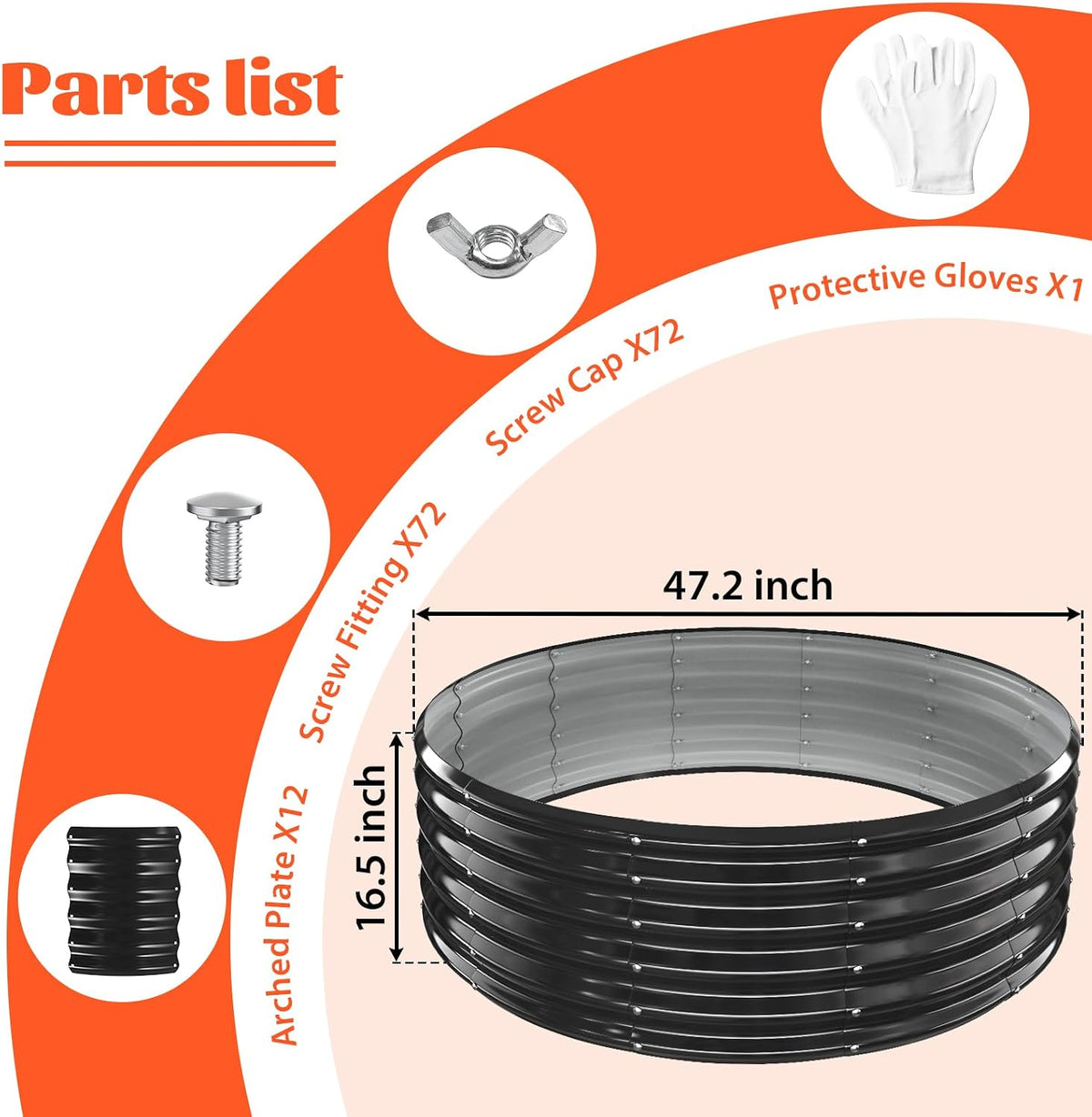 17In Tall 48 Inch Diameter Round Galvanized Fire Pit Ring/Fire Ring Black