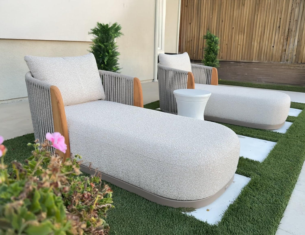 PURPLE LEAF Pool Lounge Chairs Set of 2 Plush Olefin Cushion Chaise Lounge