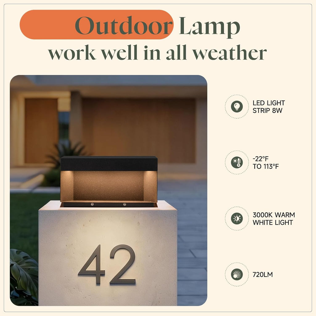 11.8'' Outdoor Post Lights Hard Wired, AC100-240V Outdoor Pillar Light