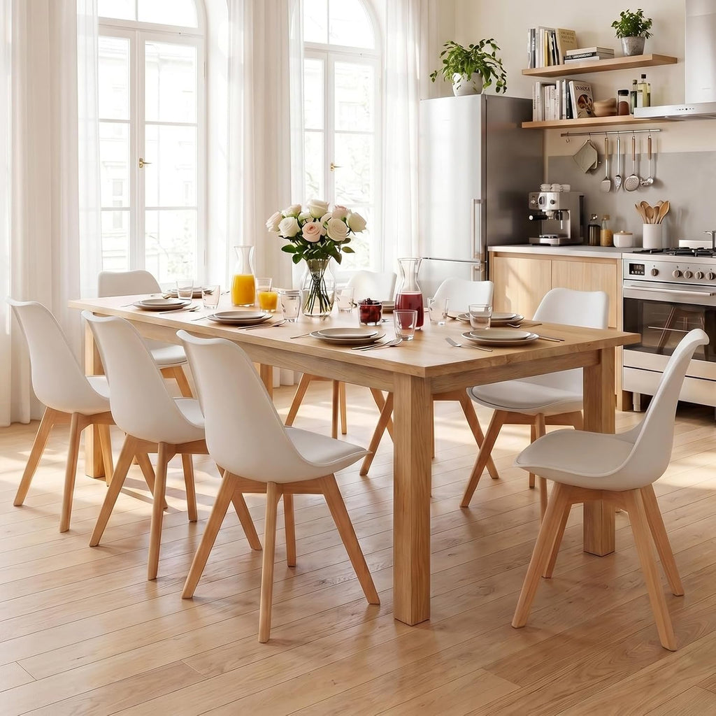 Dining Chairs Set of 8, PU Leather Padded Seat for Living Room