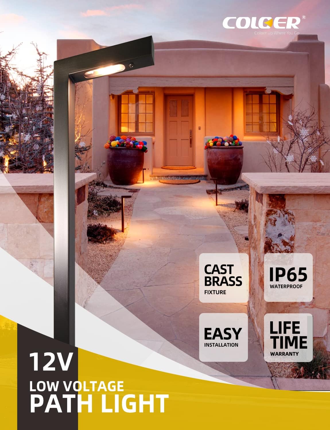 COLOER Brass Low Voltage Garden Lights 1-Pack with 3W LED G4 Bulb(603B)