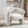 Boucle Barrel Accent Chair Modern Teddy Round Armchair, Cream White