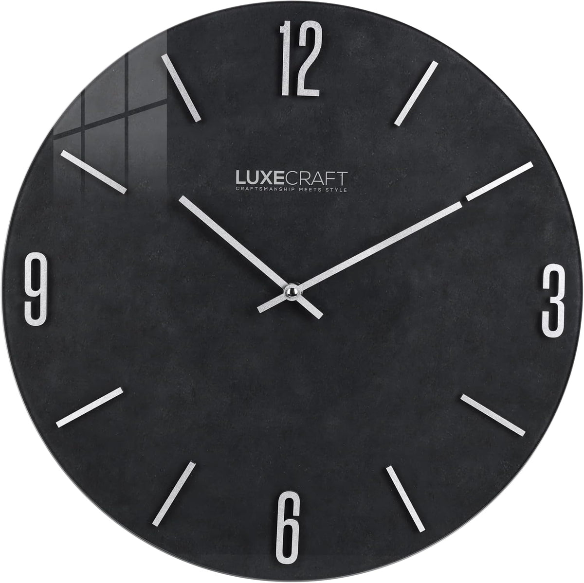 16 Inch Silent Non-Ticking Modern 3D Wall Clock Charcoal Grove, Glass Face