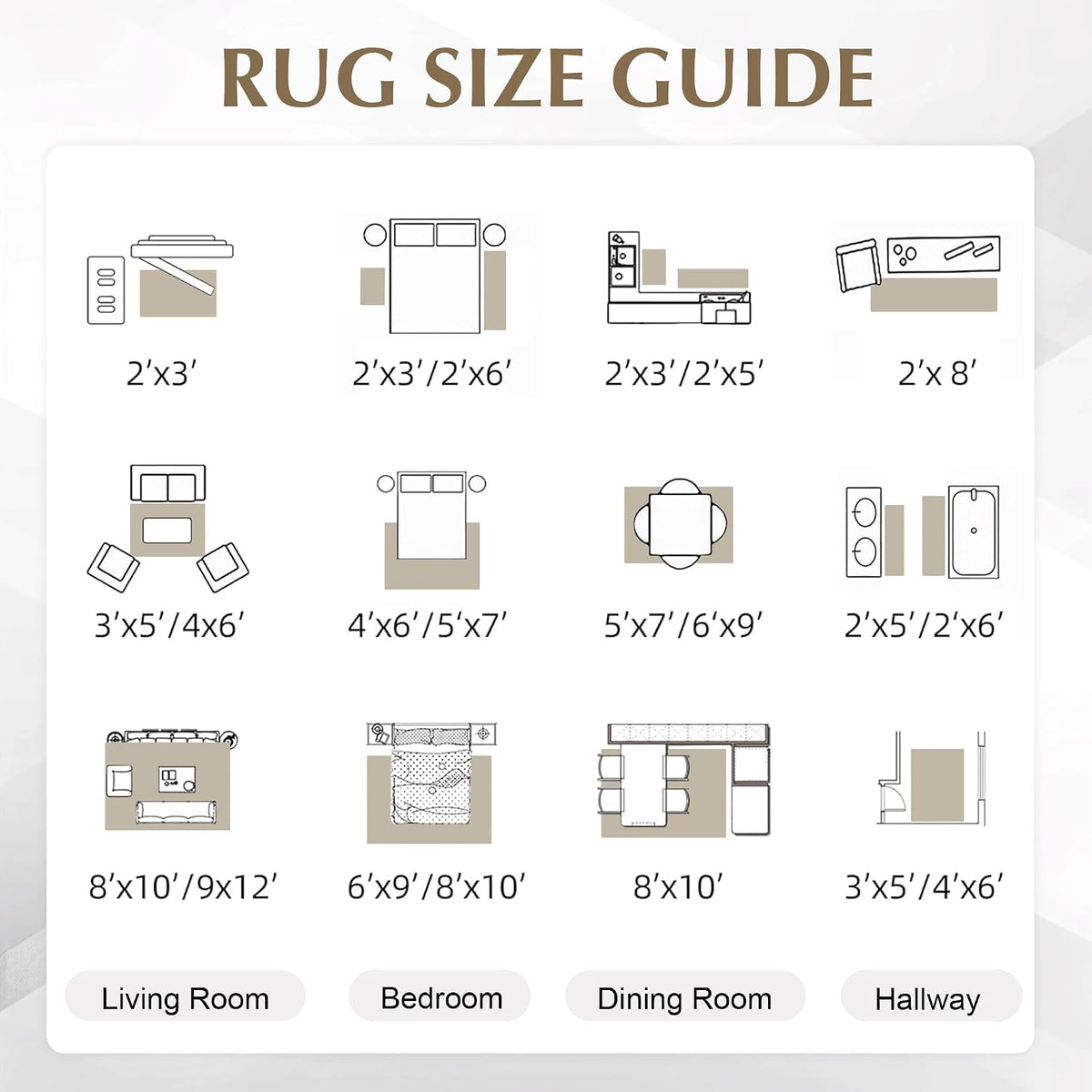 FMFUNCTEX 10x14 Washable Brown Beige Modern Abstract Living Room Area Rug