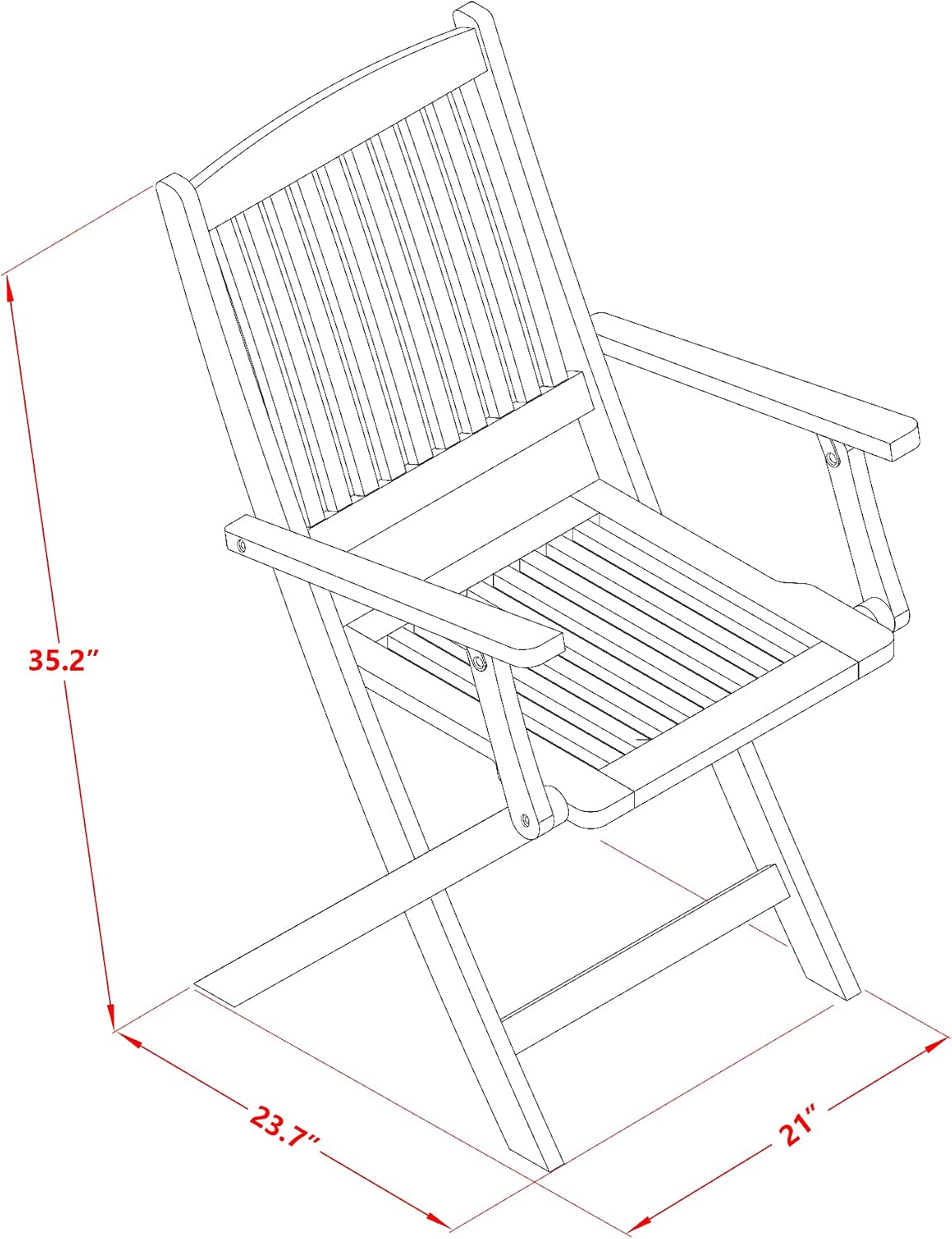 East West Furniture MNCM3CANA 3 Piece Folding Patio Bistro Sets Outdoor Set Contains a Round Acacia Wood Coffee Table and 2 Folding Arm Chairs, 30x30 Inch, Natural Oil