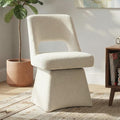VKNOW Upholstered Swivel Dining Chair with Curved Open Back