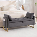 48" End of Bed Bench, Modern Storage Bench for Bedroom Dark Grey