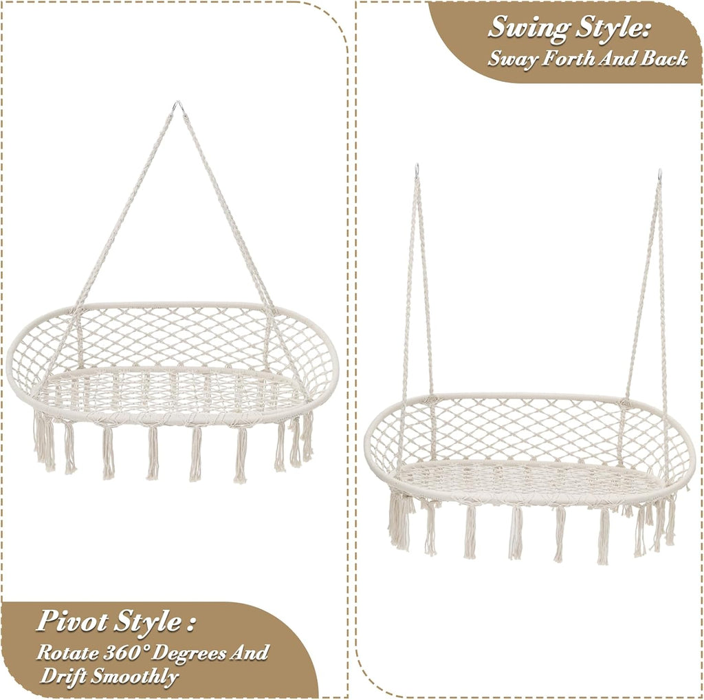 Athena Collection 2-Person Hammock Chair with Mounting Hardware Kit, White