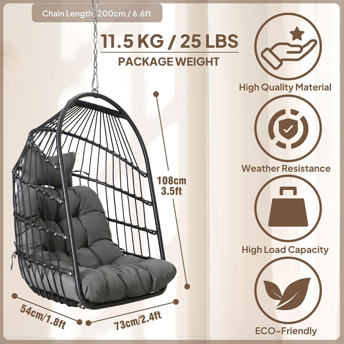 chihee egg chair foldable wicker rattan hanging swing shown in use