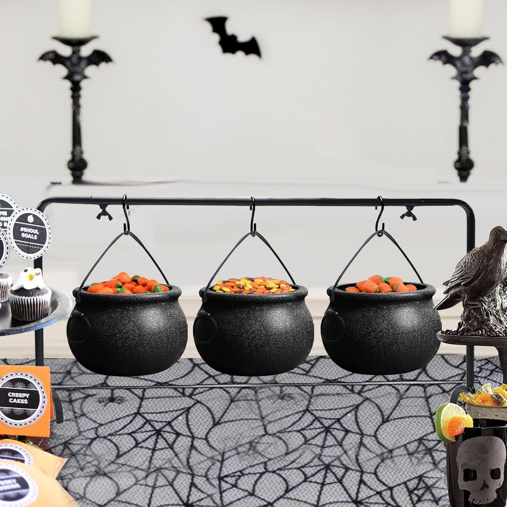 Halloween Decorations Indoor, 3 Pack Witches Cauldron Serving Bowls on Rack
