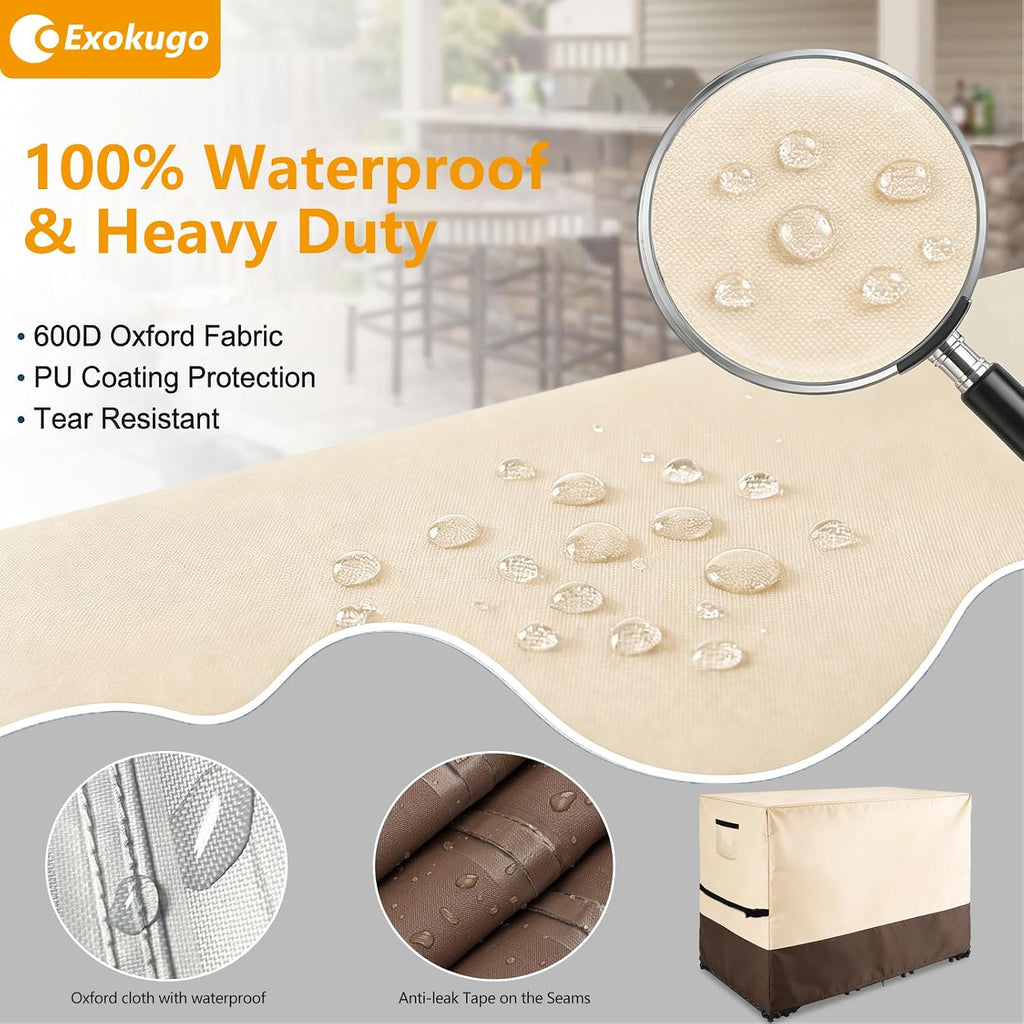 outdoor bar cover patio bistro set cover, beige&brown showing dimensions