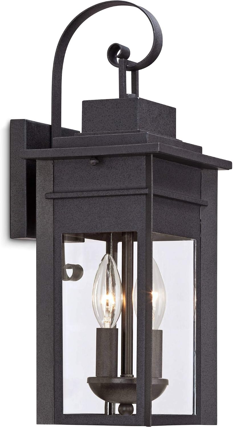 Bransford 17" Black-Gray Traditional Outdoor Lantern Wall Light Fixture
