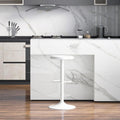 Adjustable Bar Stool, Swivel Round Metal Airlift Backless, 1 pc White