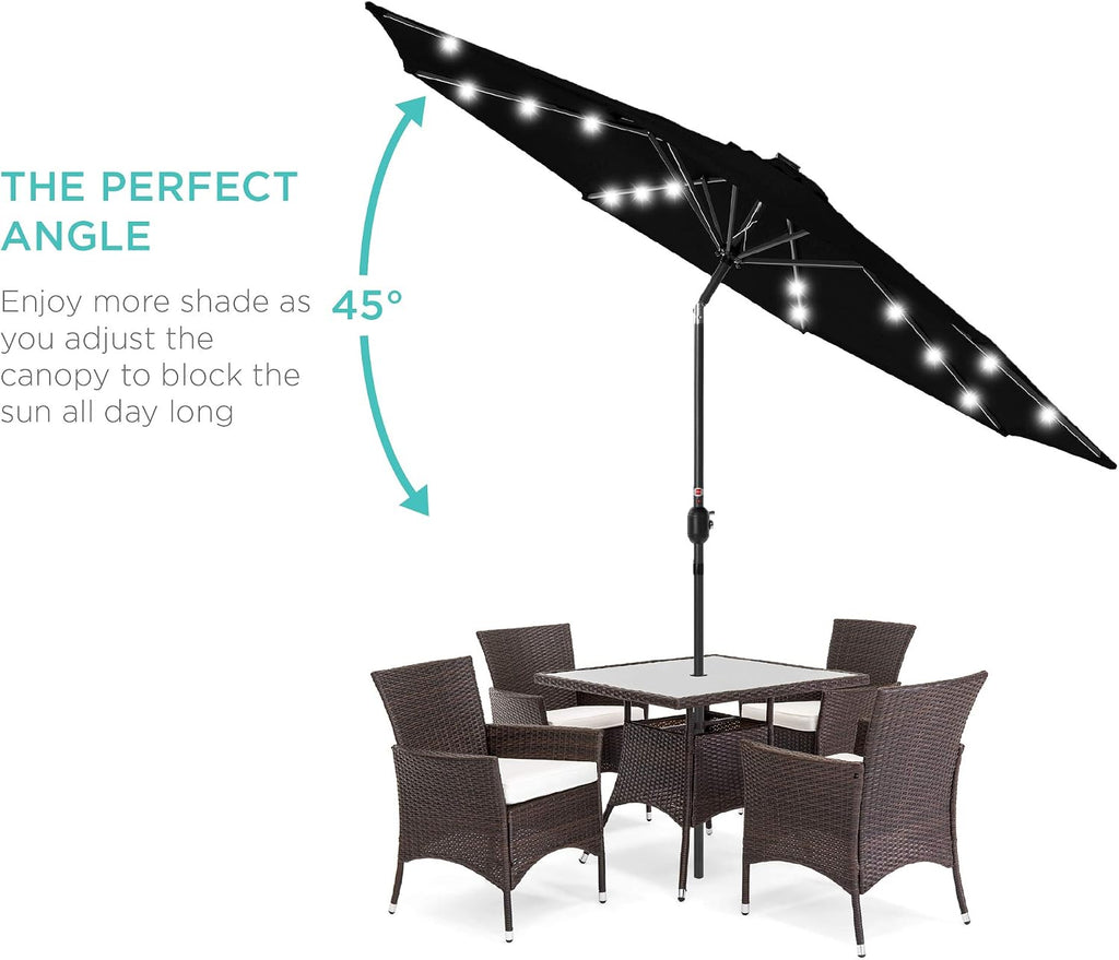 Best Choice Products 10ft Solar Polyester LED Lighted Patio Umbrella w/Tilt Adjustment and UV-Resistant Fabric