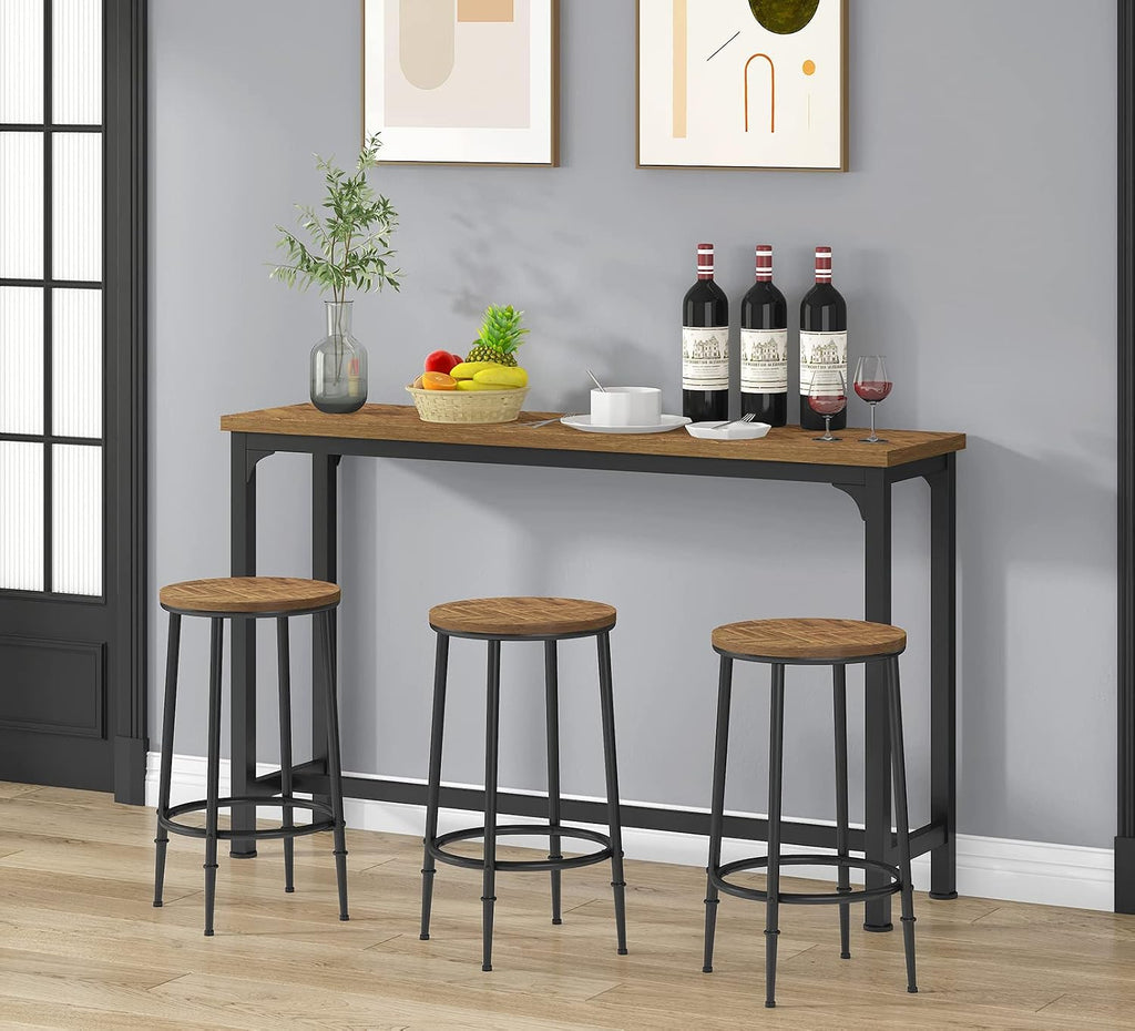 bar table set for 3, 4 piece console, close-up detail