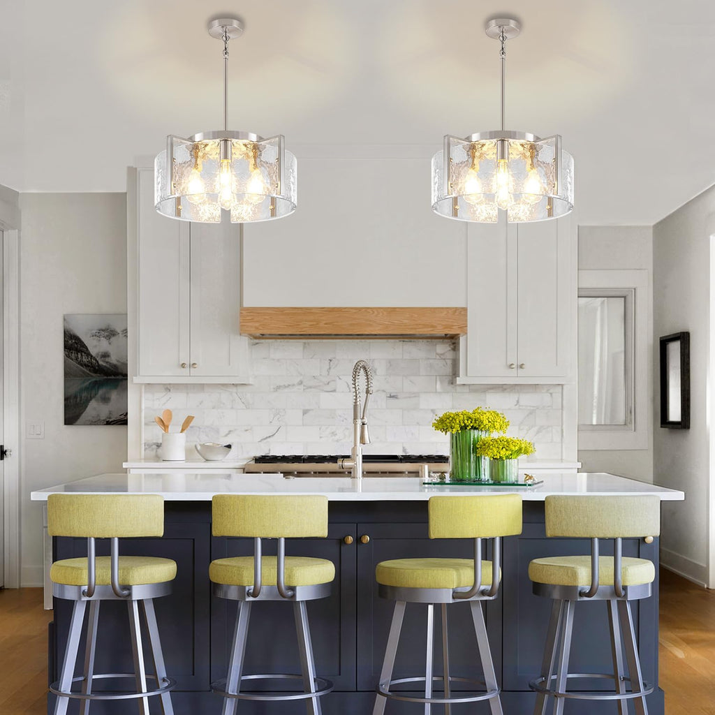 Modern Brushed Nickel Dining Room Light Fixture 4 Lights Chandeliers