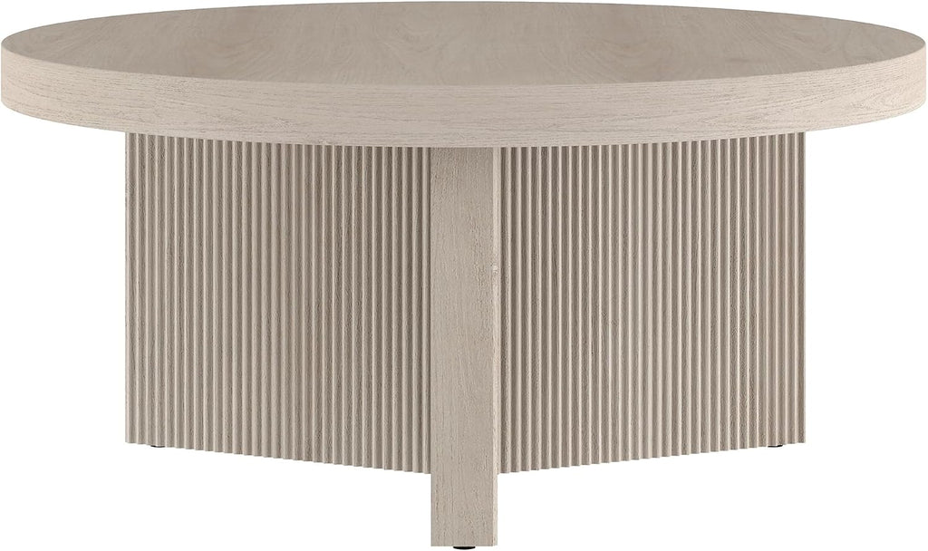 Henn&Hart 32" Scandinavian Fluted Coffee Table, Beech White
