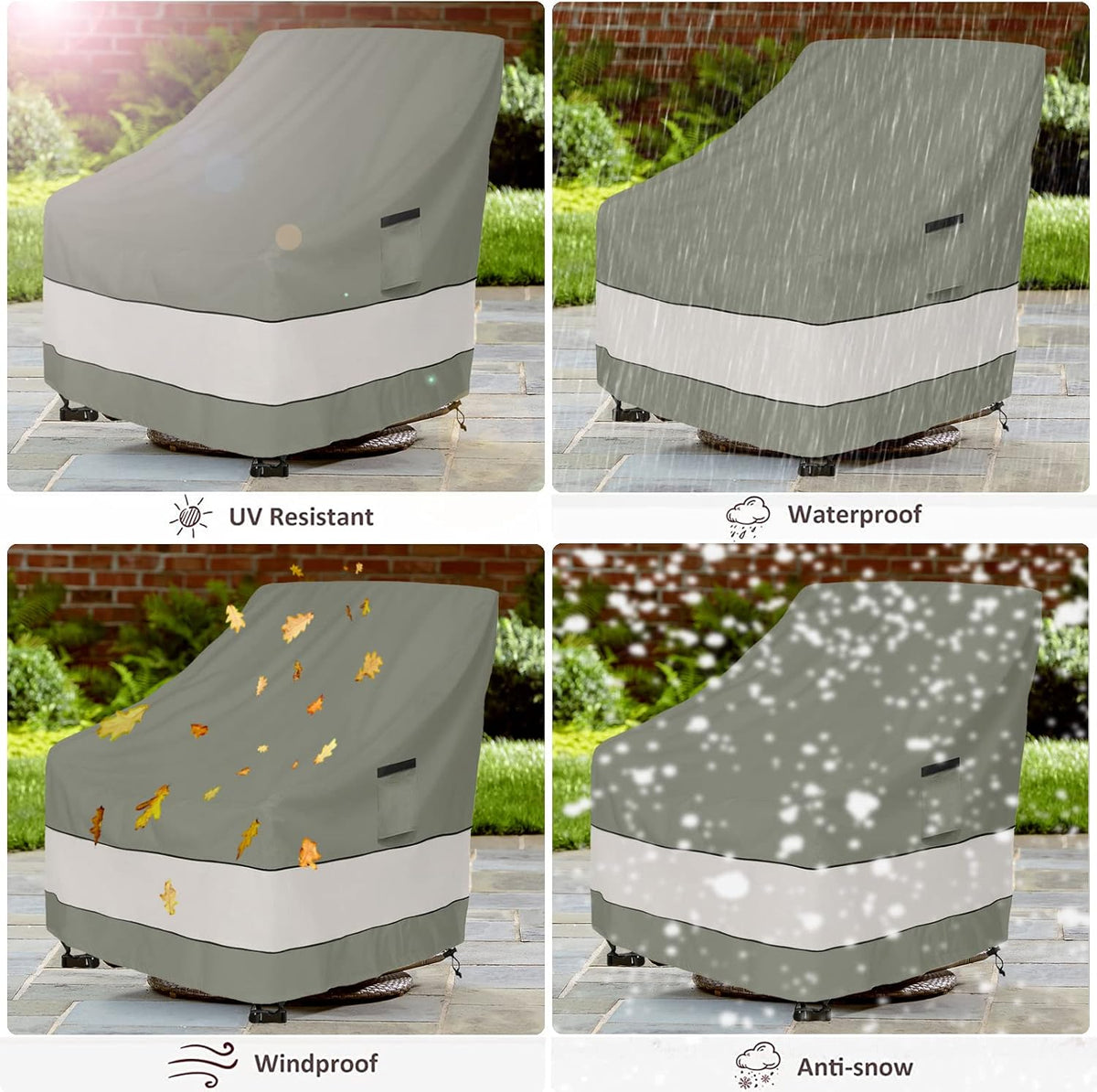 Patio Chair Covers Waterproof Patio Furniture Covers,33W x 37D x 38 H Inches Outdoor Swivel Chair Cover 2 Pack -Grayish Green