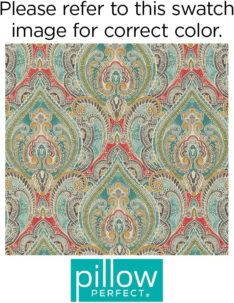 pillow perfect paisley indoor/outdoor chairpad with ties, reversible on a desk or shelf