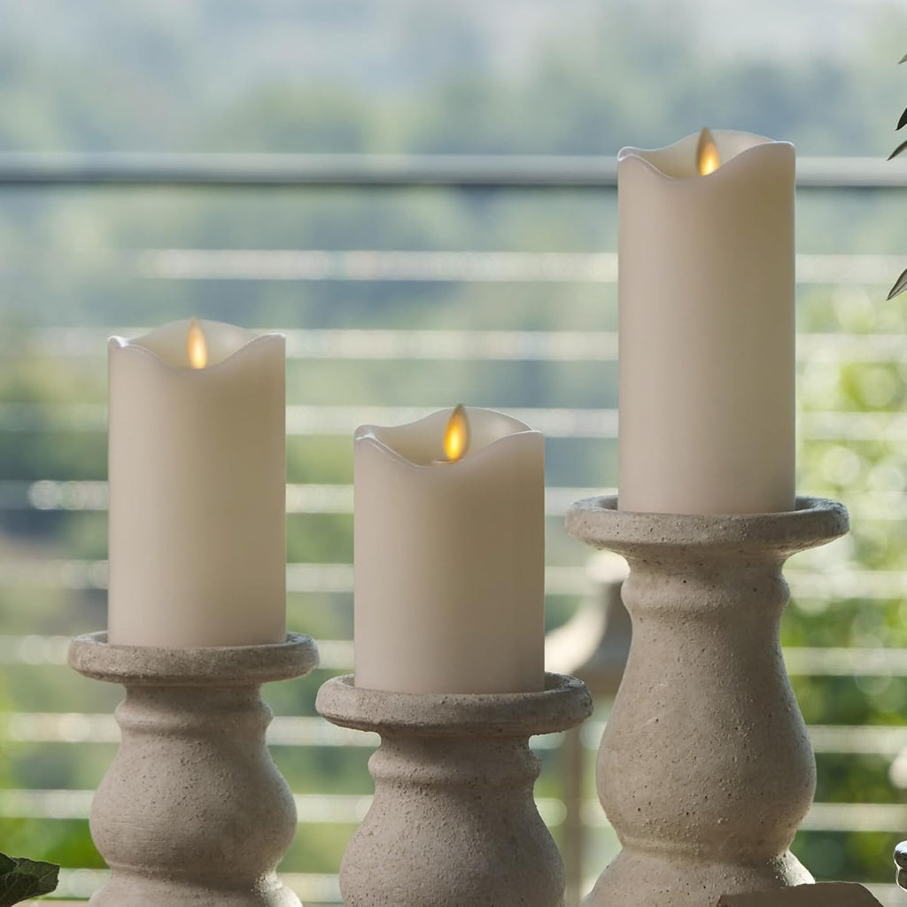Matchless Candle Co. Flameless Moving Flame Pillars, Unscented Wax Melted Edge, AA Batteries