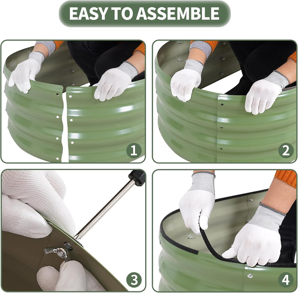 1MORE Galvanized Raised Garden Bed Outdoor,Planter Bed 4x2x1ft,Green,2-Pk